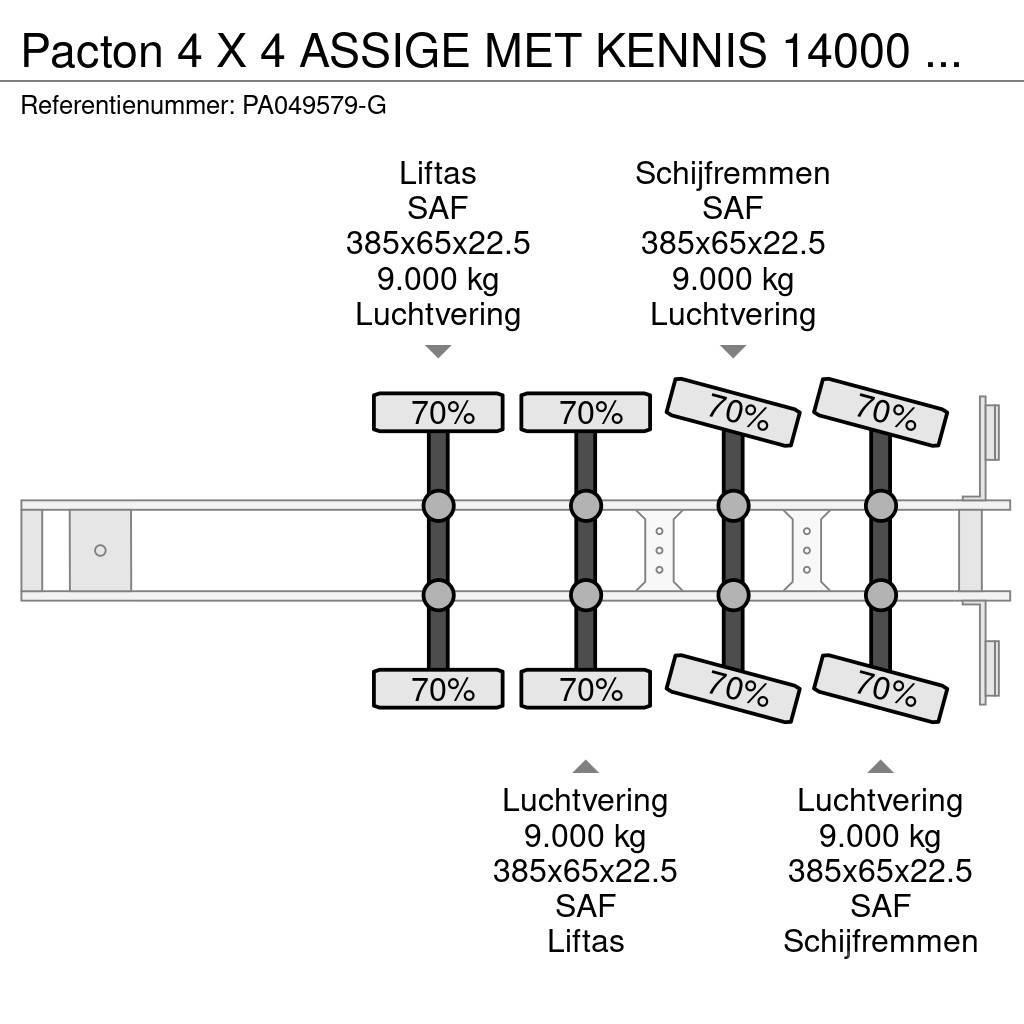 Pacton 4 X 4 ASSIGE MET KENNIS 14000 ROLLER KRAAN Flatbed/Dropside semi-trailers