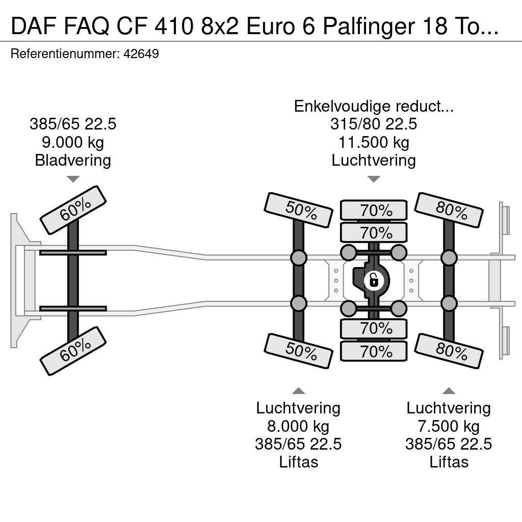 DAF FAQ CF 410 8x2 Euro 6 Palfinger 18 Tonmeter Z-kraa Hook lift trucks