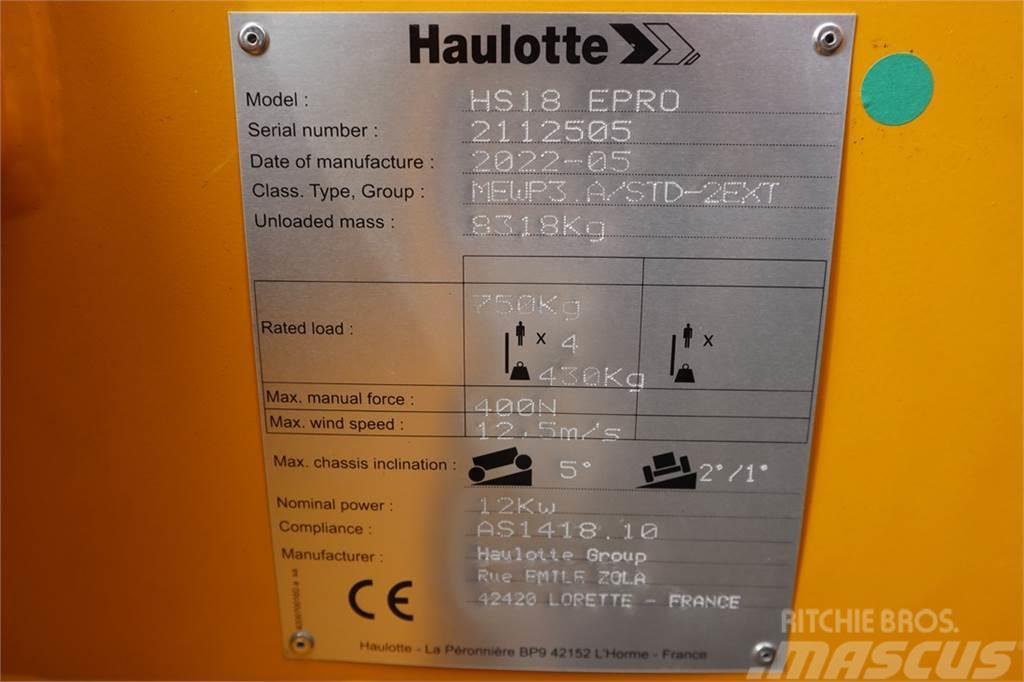 Haulotte HS18EPRO Valid Inspection, *Guarantee! Full Electr Scissor lifts