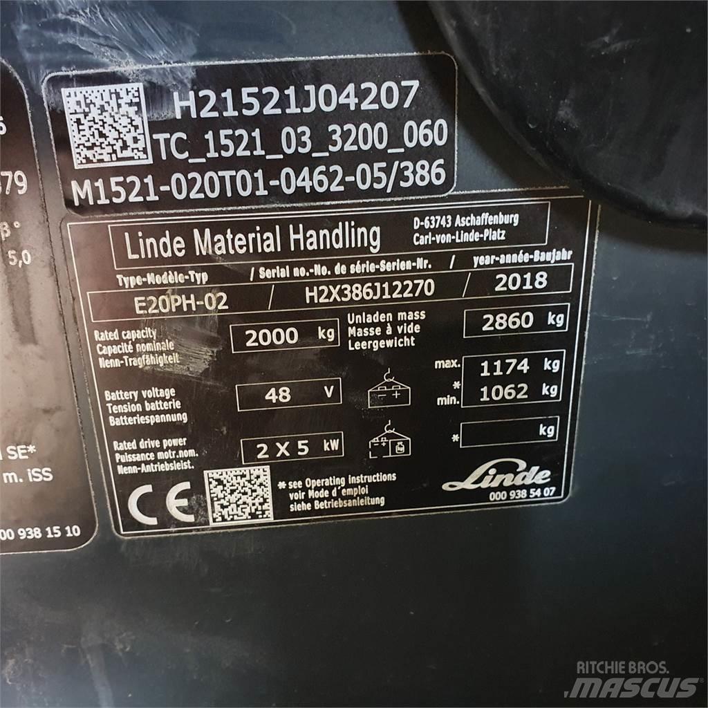 Linde E20PH Elmotviktstruckar
