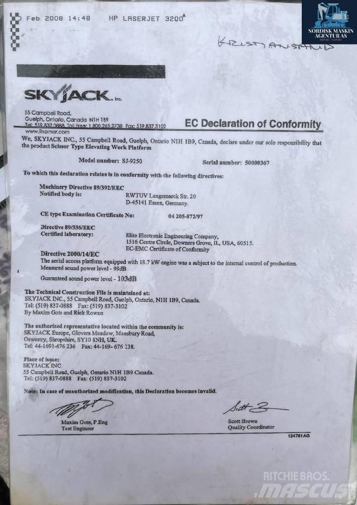 SkyJack 9250 Saxliftar