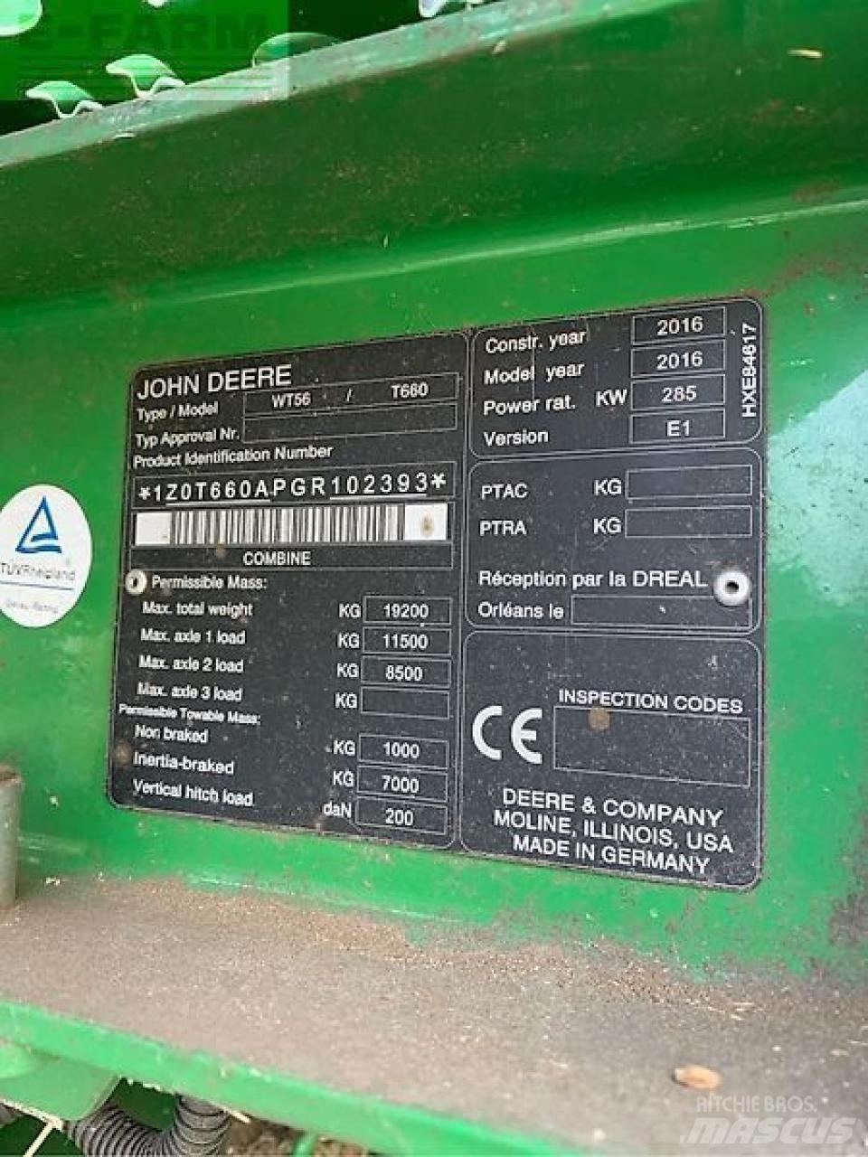 John Deere t660 Skördetröskor