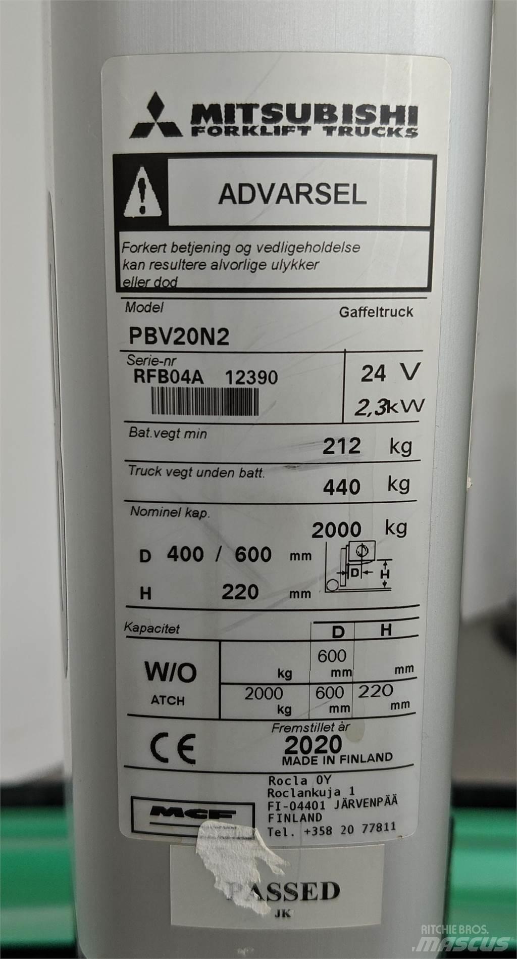 Mitsubishi PBV20N2 Övriga motviktstruckar