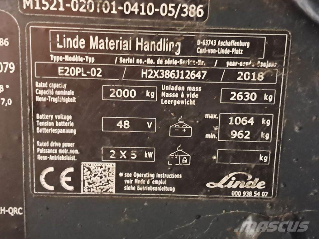 Linde E20PL-02 Elmotviktstruckar