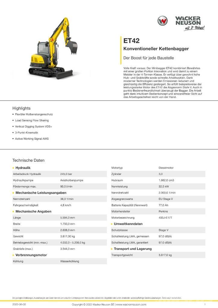 Wacker Neuson ET 42 Bandgrävare
