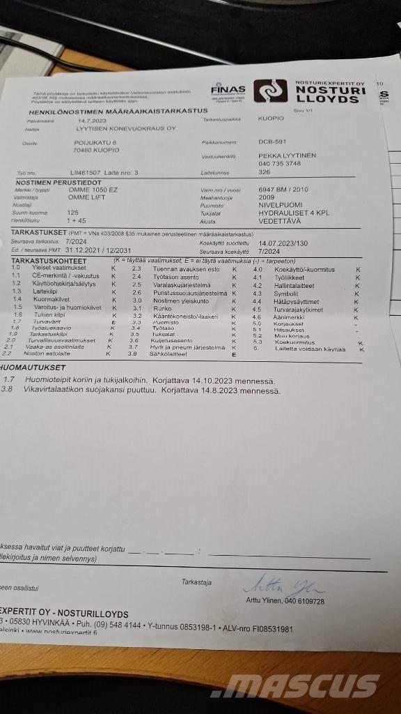 Ommelift 1050EZ Skylift