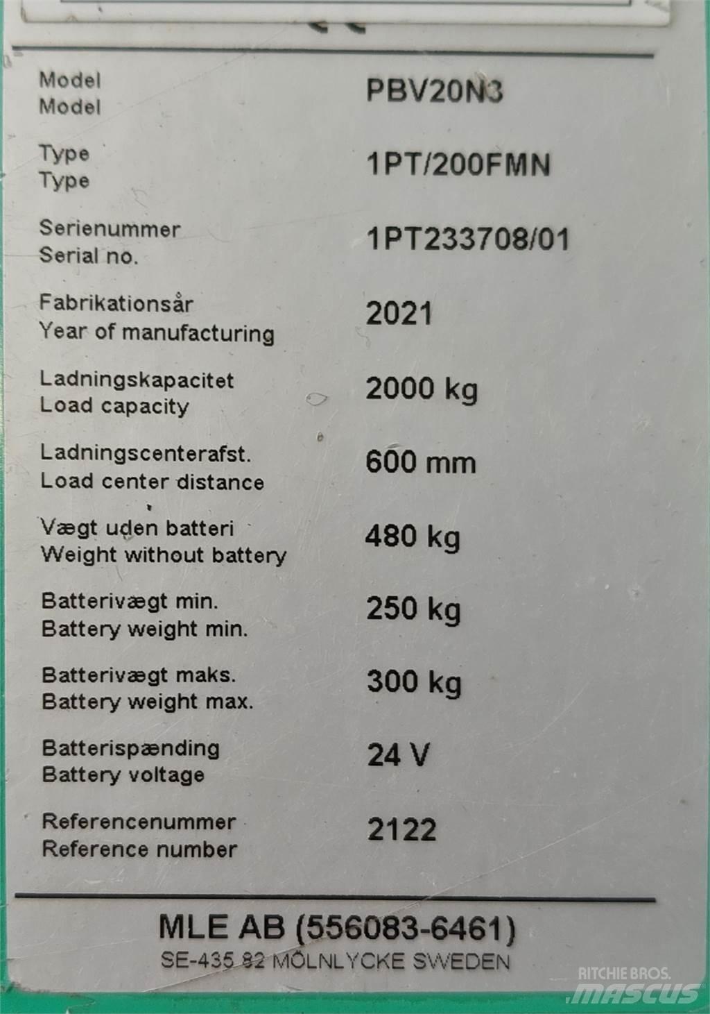 Mitsubishi PBV20N3 Övriga motviktstruckar