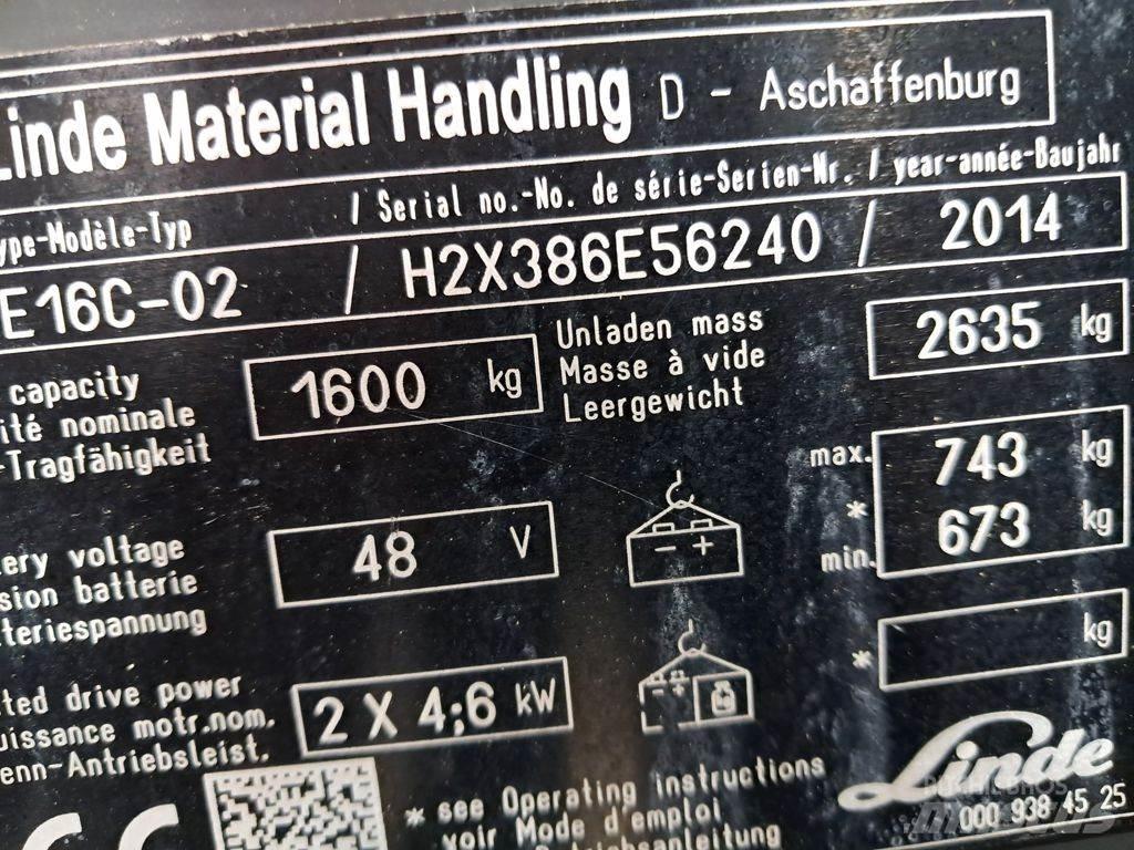 Linde E16C-02 Elmotviktstruckar