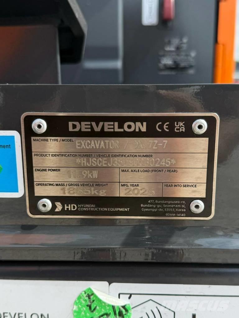 Develon DX 17 Z-7 Minigrävare < 7t
