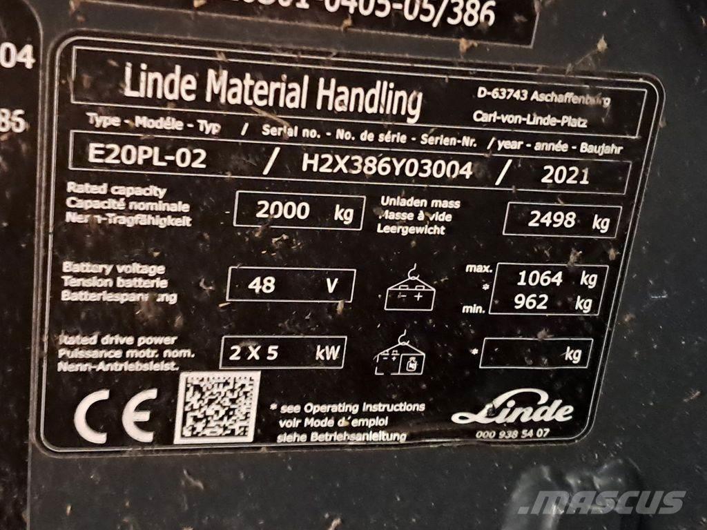Linde E20PL-02 Elmotviktstruckar