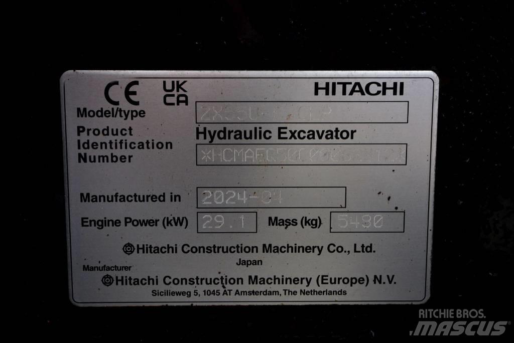 Hitachi ZX 55 U-6P Minigrävare < 7t