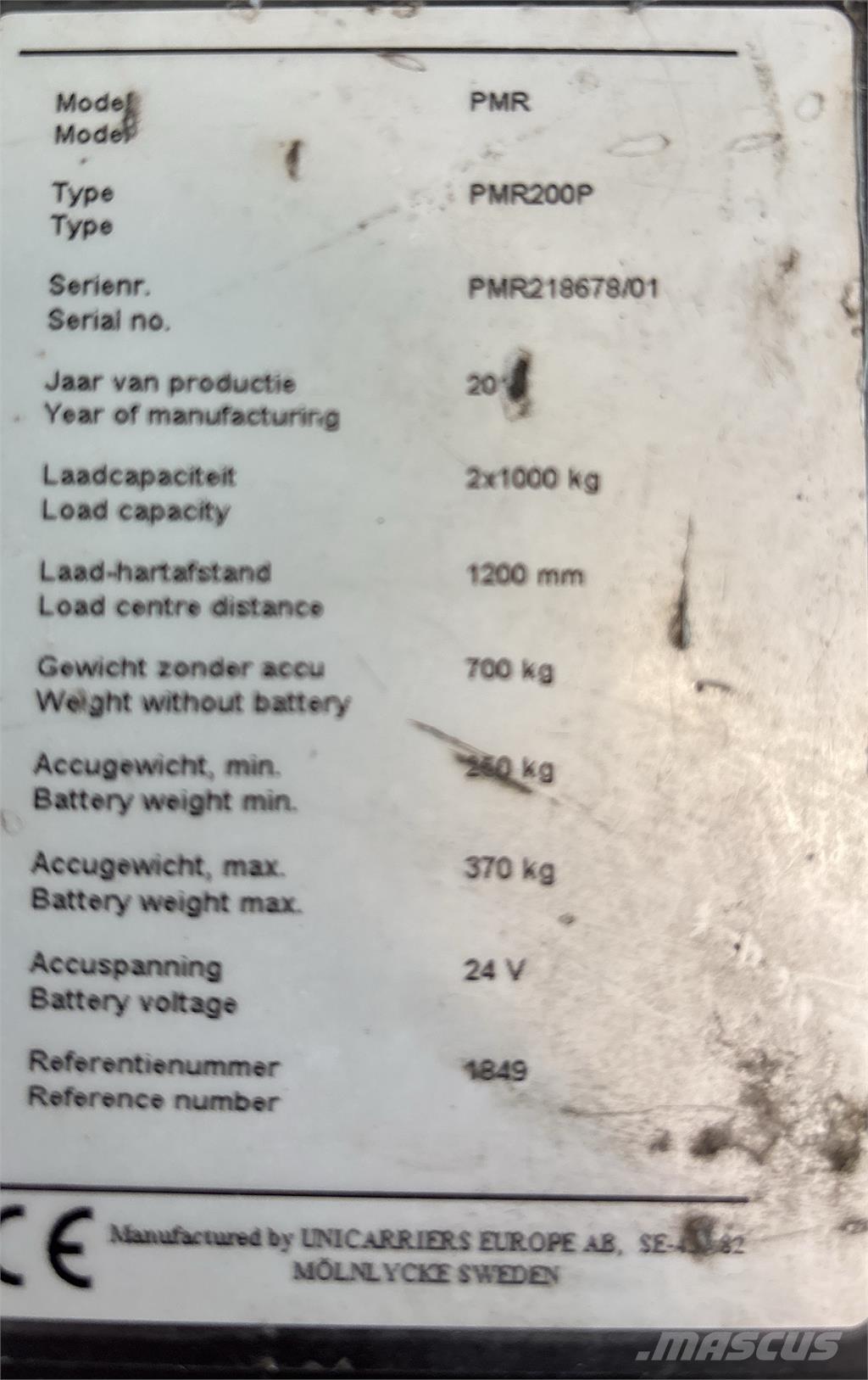 UniCarriers PMR200 Flaktruck