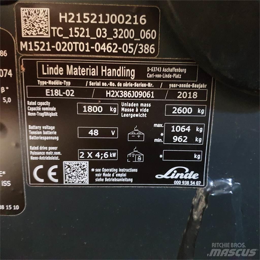 Linde E18L Elmotviktstruckar
