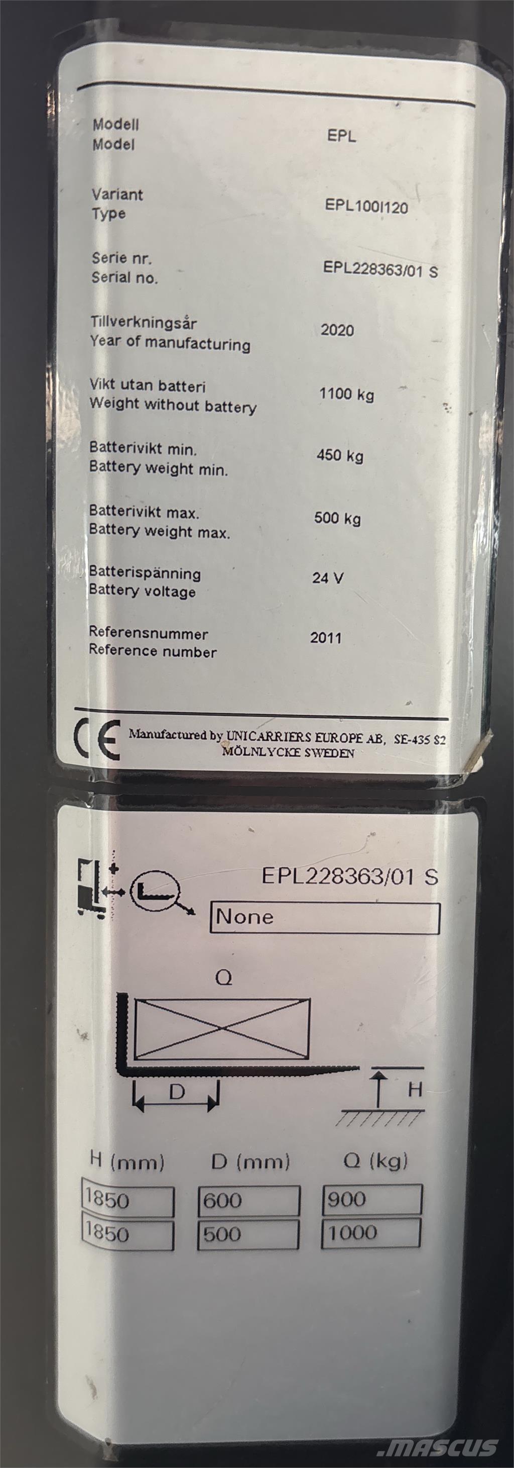 UniCarriers EPL100 Plocktruck, låglyftande