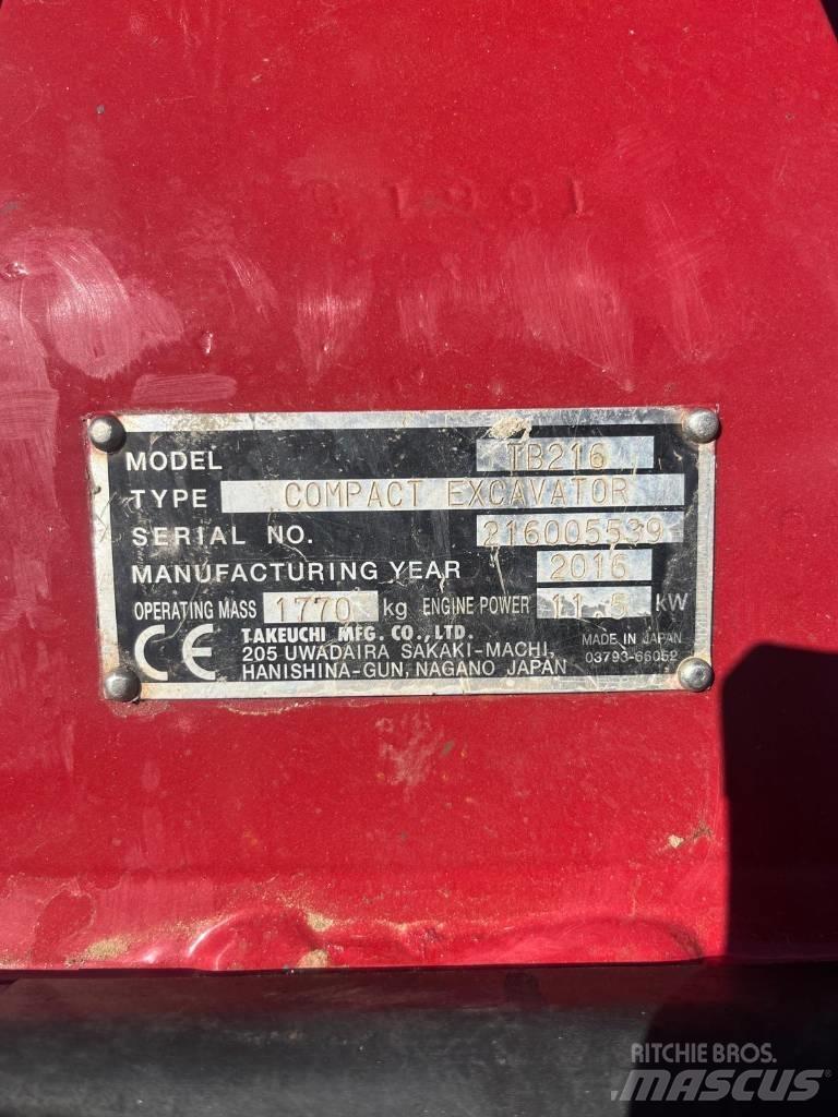Takeuchi TB216 Minigrävare < 7t