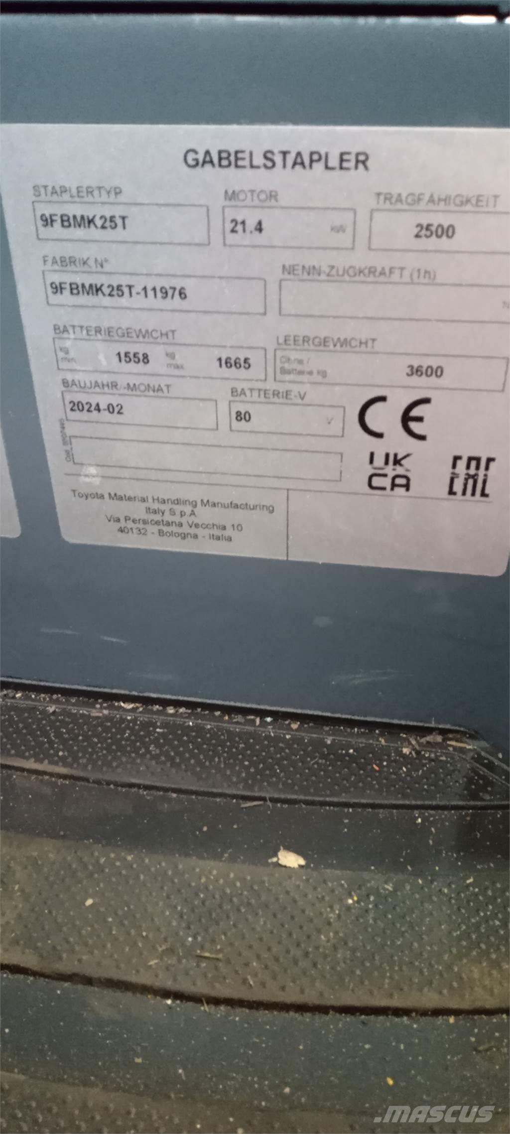 Toyota 9FBMK25T Elmotviktstruckar
