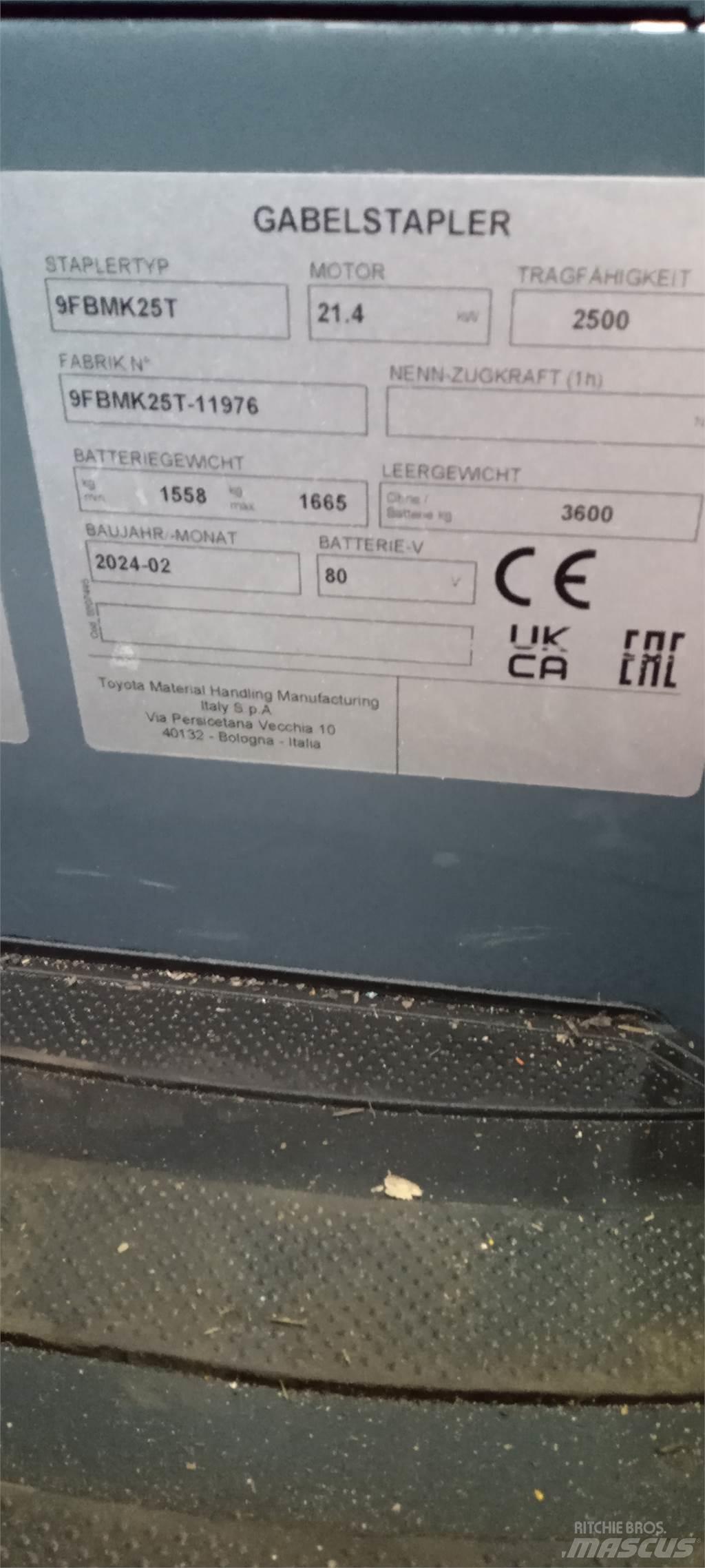 Toyota 9FBMK25T Elmotviktstruckar