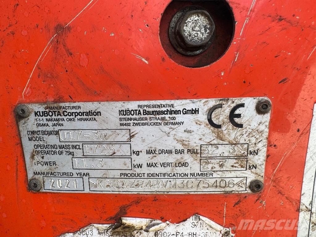Kubota U 17-3 Minigrävare < 7t