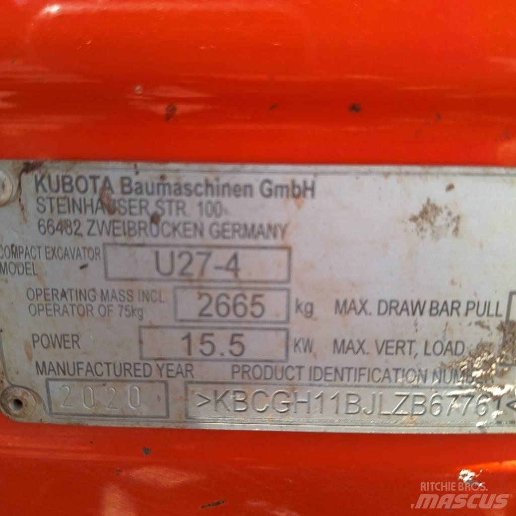 Kubota U 27-4 Minigrävare < 7t