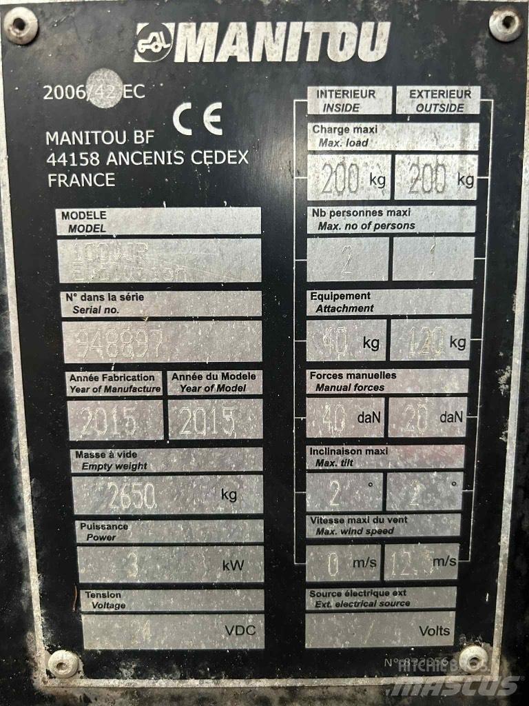 Manitou 100 VJR Personhissar och andra hissar