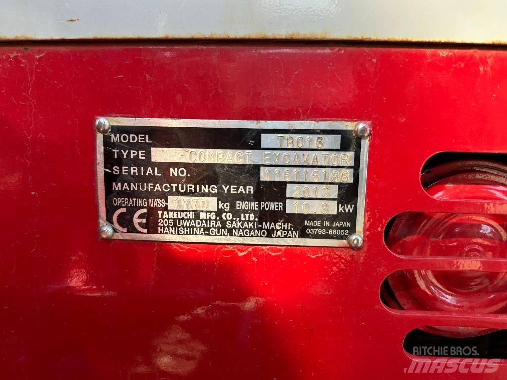 Takeuchi TB 016 Minigrävare < 7t