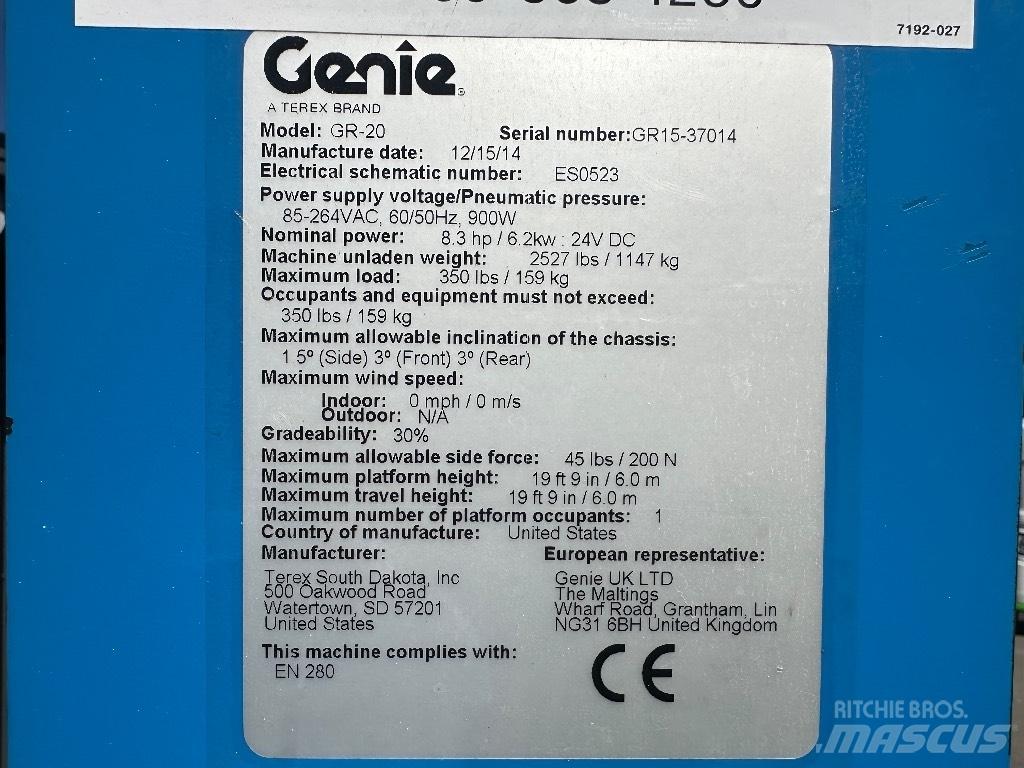 Genie GR 20 Personhissar och andra hissar