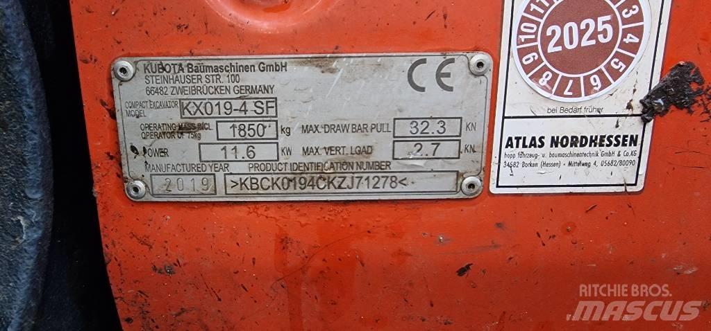 Kubota KX 019-4 Minigrävare < 7t