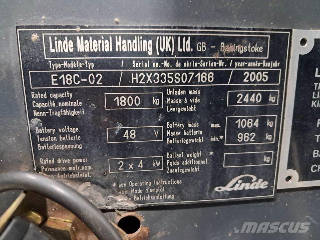 Linde E18C-02 Elmotviktstruckar