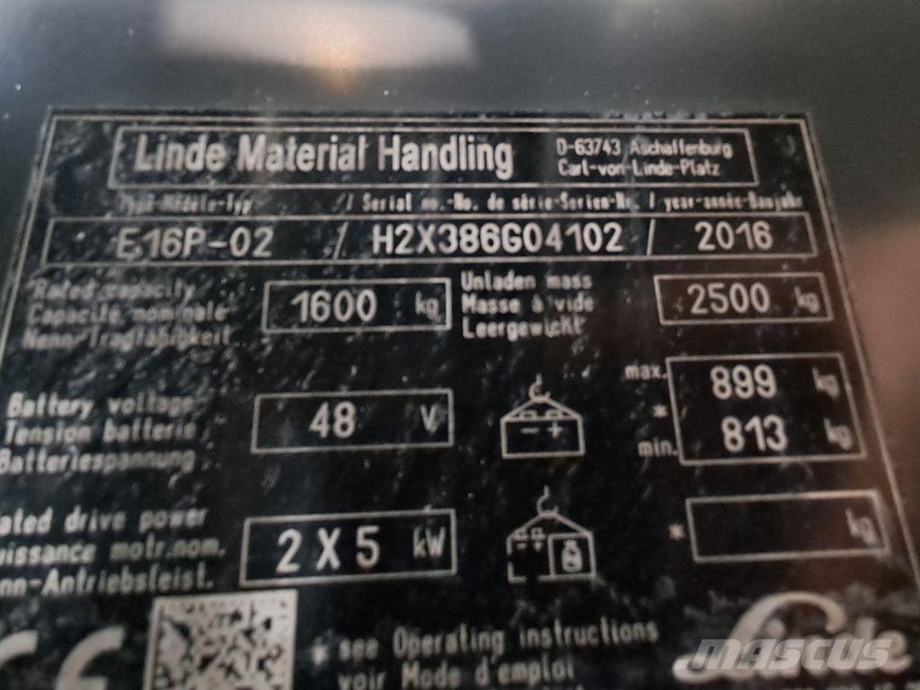 Linde E16P-02 Elmotviktstruckar