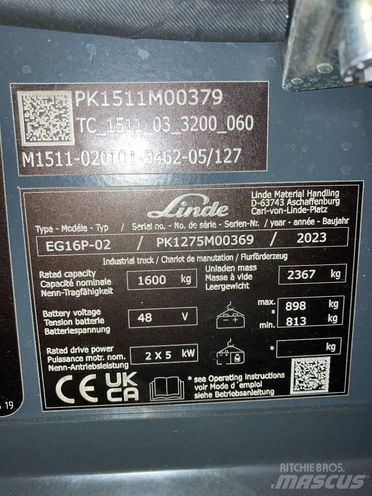 Linde EG16P/1275-02 Elmotviktstruckar