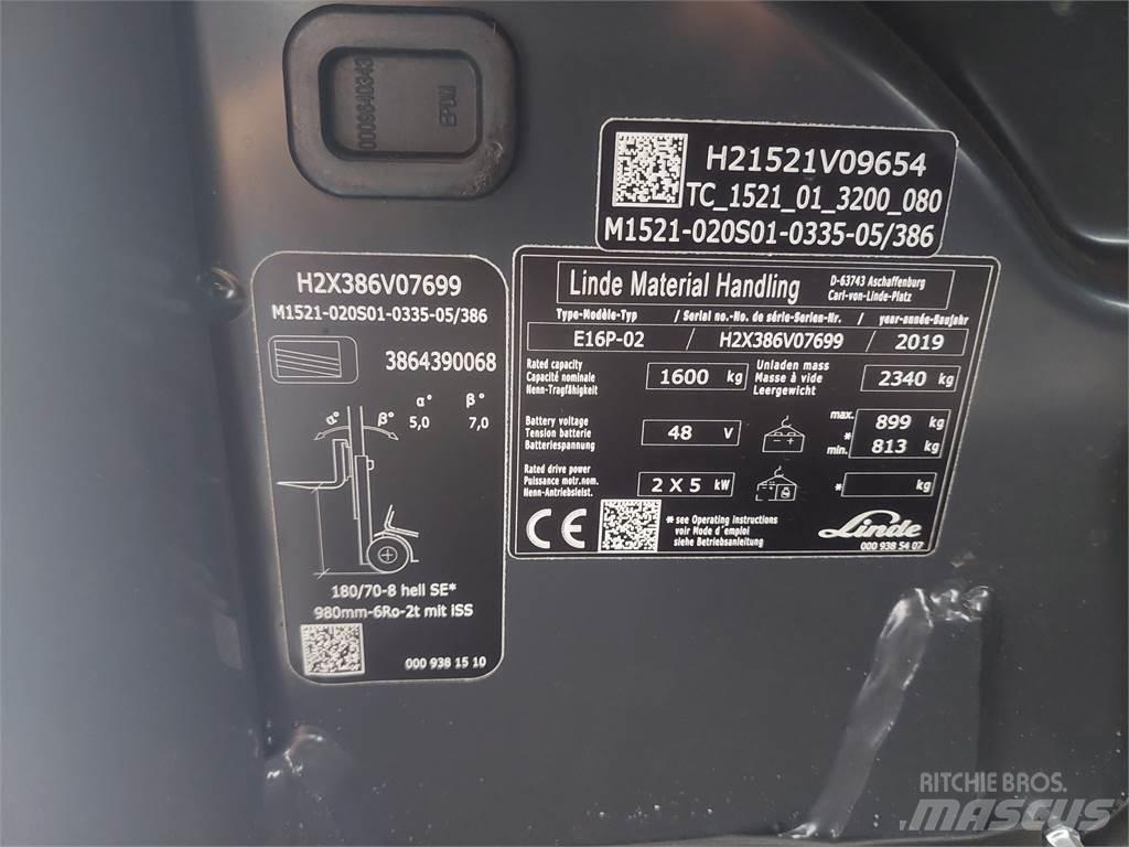 Linde E16P 02 Elmotviktstruckar