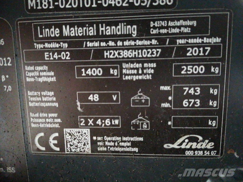 Linde E14-02 Elmotviktstruckar