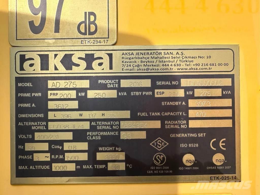 Doosan Aksa AD275 Övriga generatorer