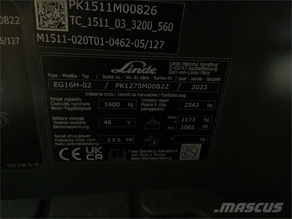 Linde EG16H Elmotviktstruckar