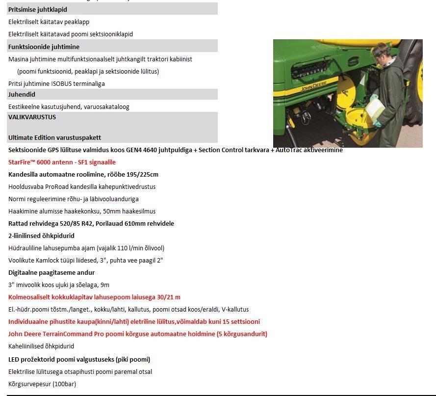 John Deere R 962i Dragna sprutor