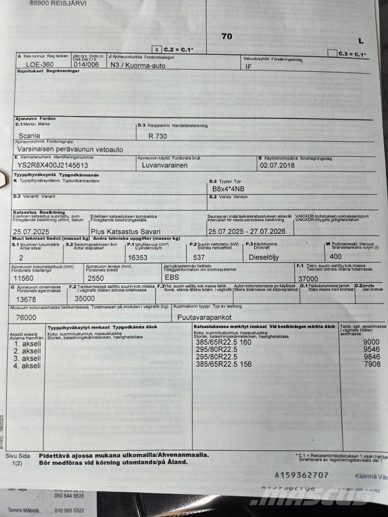 Scania R730 Timmerbilar