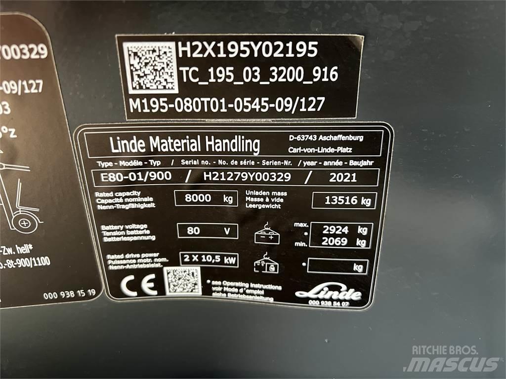 Linde E80/900 Elmotviktstruckar