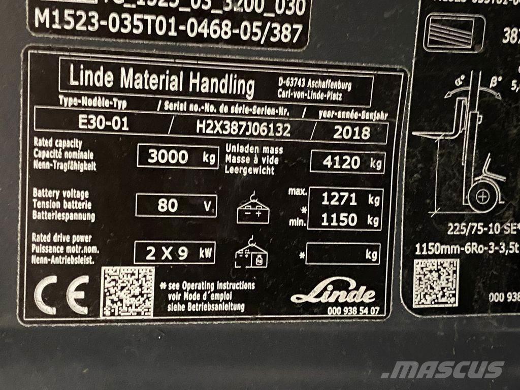 Linde E30-01 Elmotviktstruckar