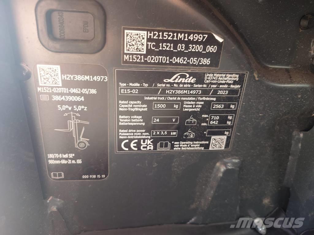 Linde E15/386-02 Elmotviktstruckar