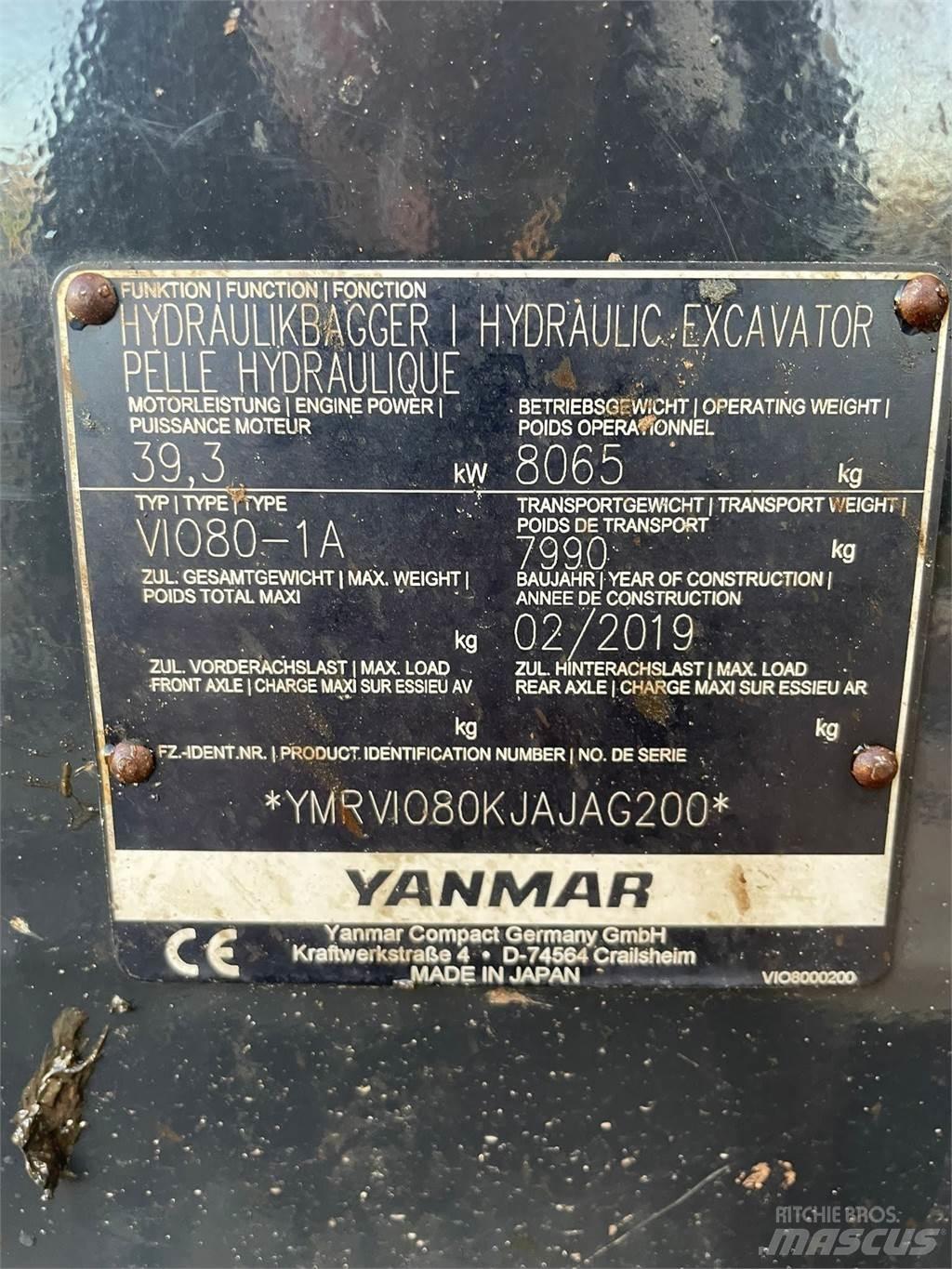 Yanmar Vio 80-1A Minigrävare < 7t