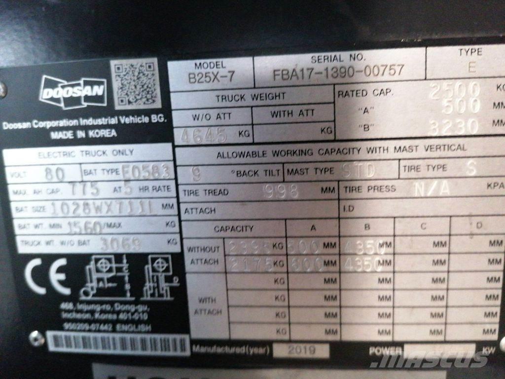 Doosan B25X-7 Elmotviktstruckar