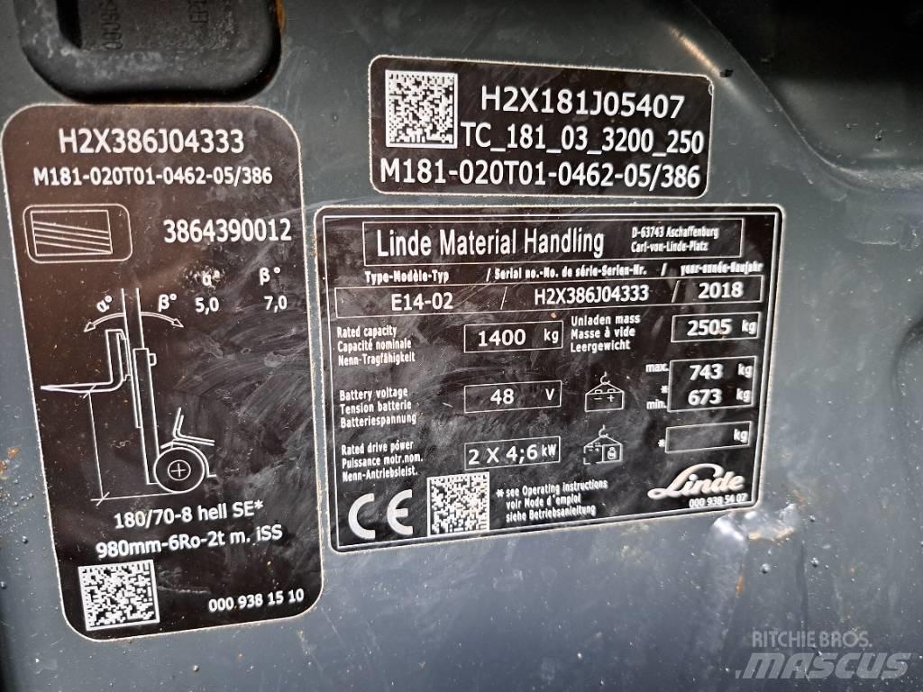 Linde E 14 EVO Elmotviktstruckar