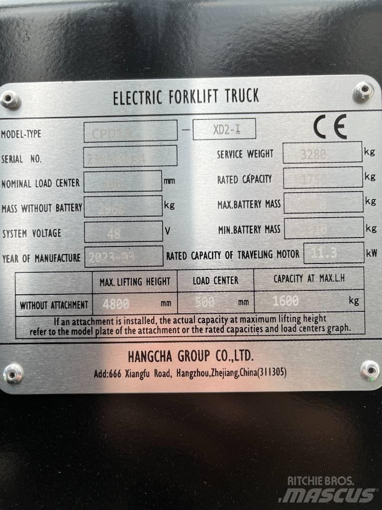 Hangcha CPD18-XD2-I Elmotviktstruckar