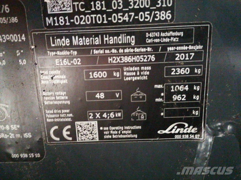 Linde E16L-02 Elmotviktstruckar