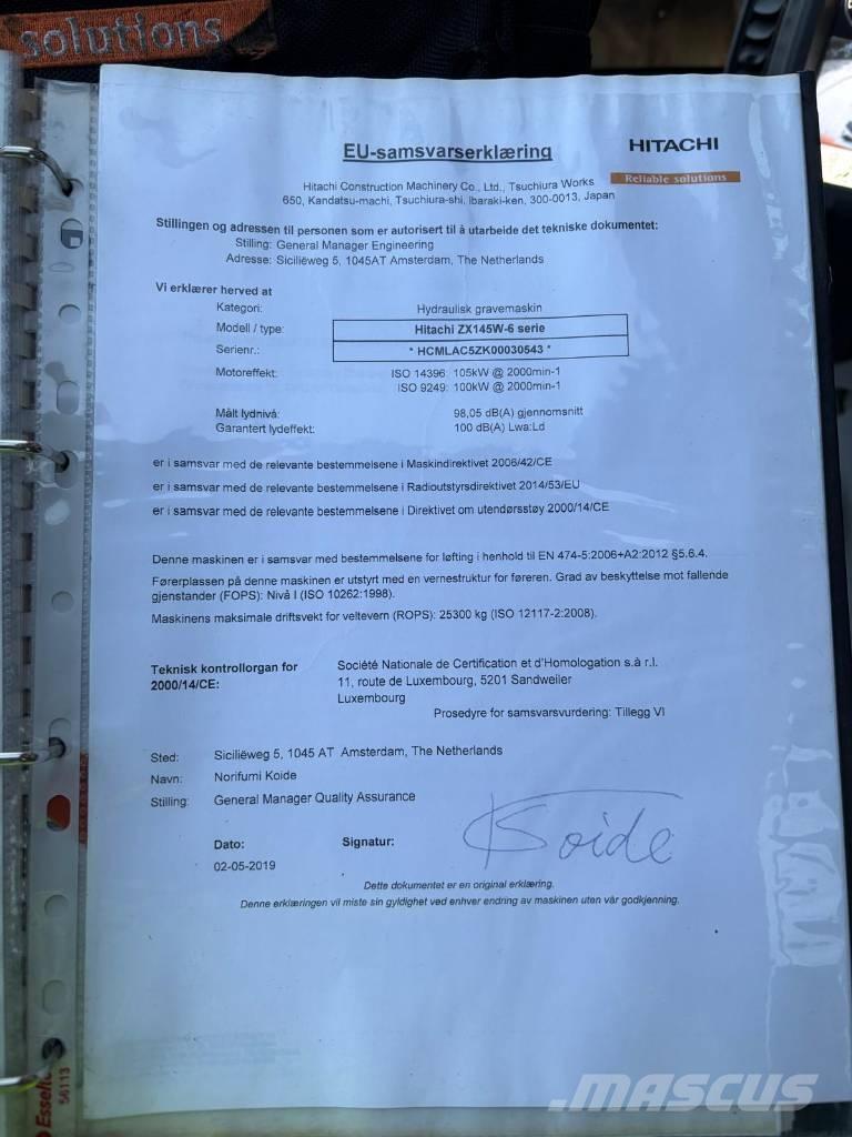 Hitachi ZX 145 W-6 Hjulgrävare