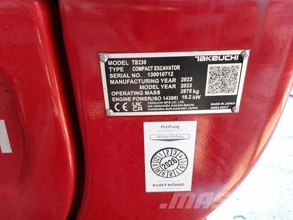 Takeuchi TB 230 Minigrävare < 7t