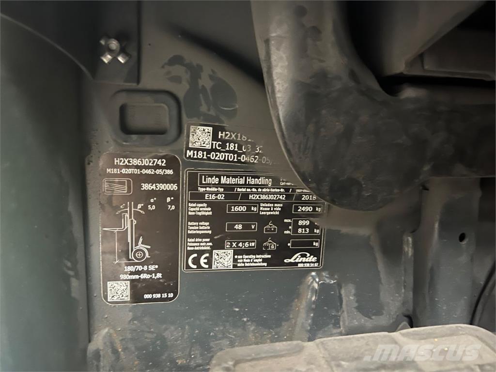 Linde E16-02 Elmotviktstruckar