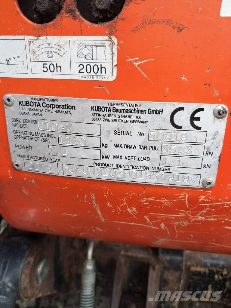 Kubota U 10-3 Minigrävare < 7t