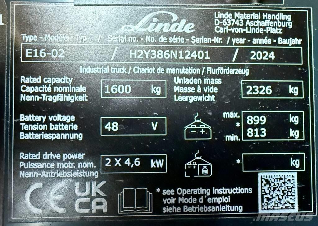 Linde E16/386-02 Elmotviktstruckar