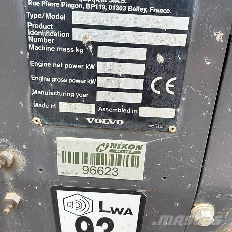 Volvo ECR25D Minigrävare < 7t